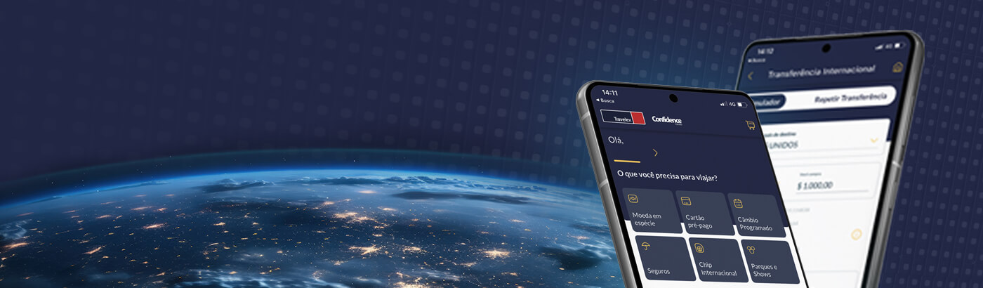 Baixe o Aplicativo Confidence Câmbio</br> e Facilite a Sua Viagem!